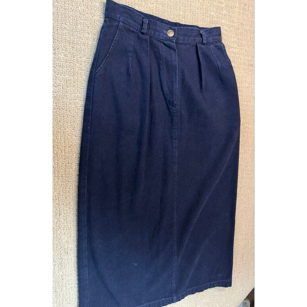 Vintage Gotcha Covered Midi Skirt Navy Denim Women’s 10 Button Slit Pockets USA